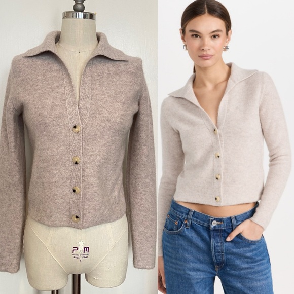 $445 Vince Plush Cashmere Polo Cardigan